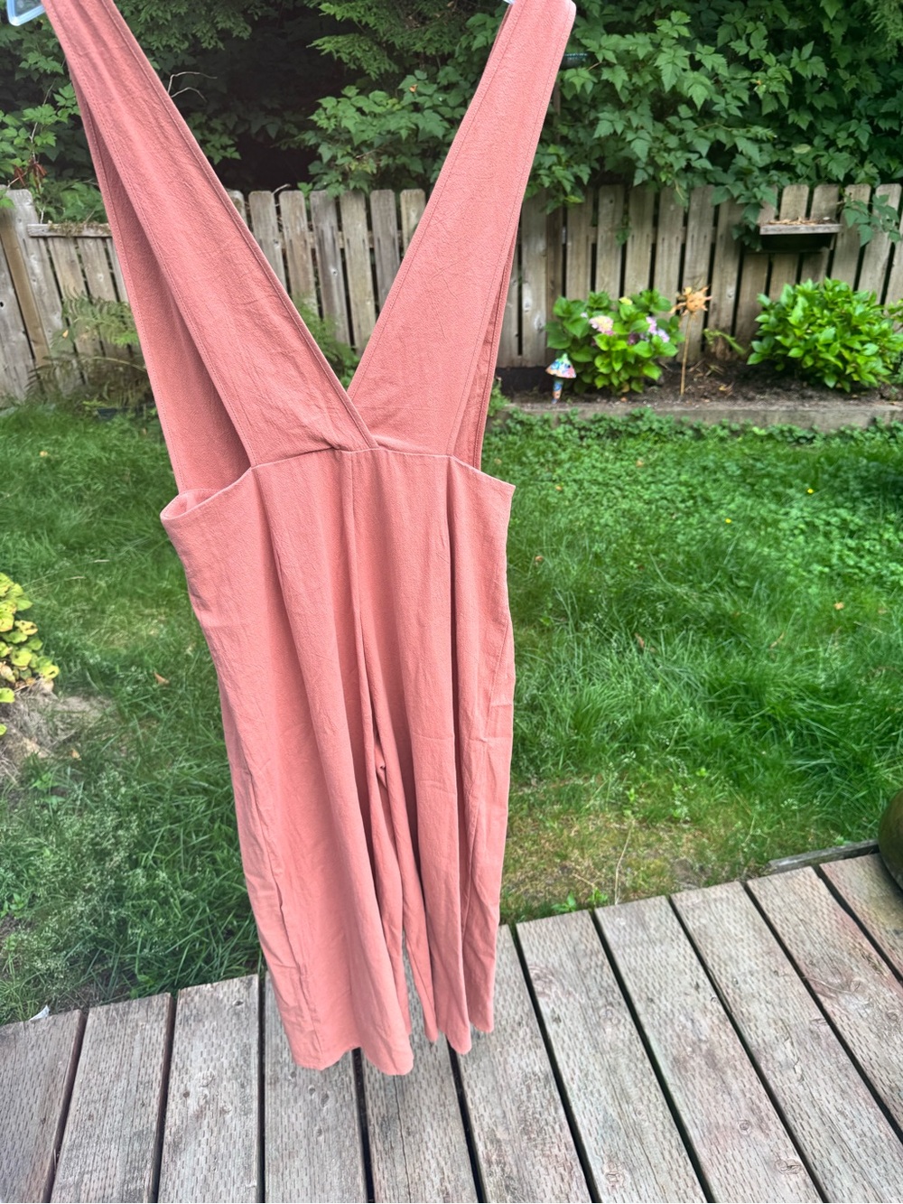 Sienna Sky Coral Orange Button-Front Wide-Leg Jumpsuit 100% Cotton - Picture 7 of 8